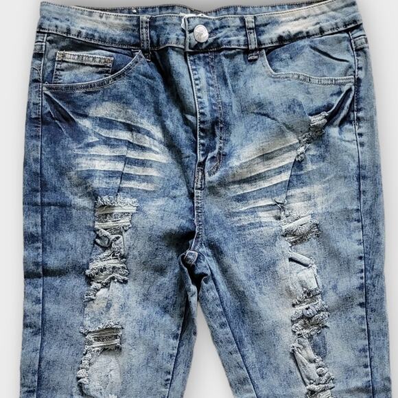 AQ American Quality Denim High Rise Distressed Dyed Jeans 20 - Picture 5 of 5